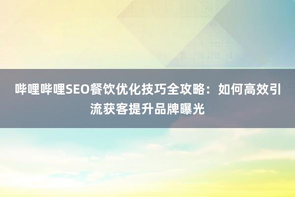 哔哩哔哩SEO餐饮优化技巧全攻略：如何高效引流获客提升品牌曝光